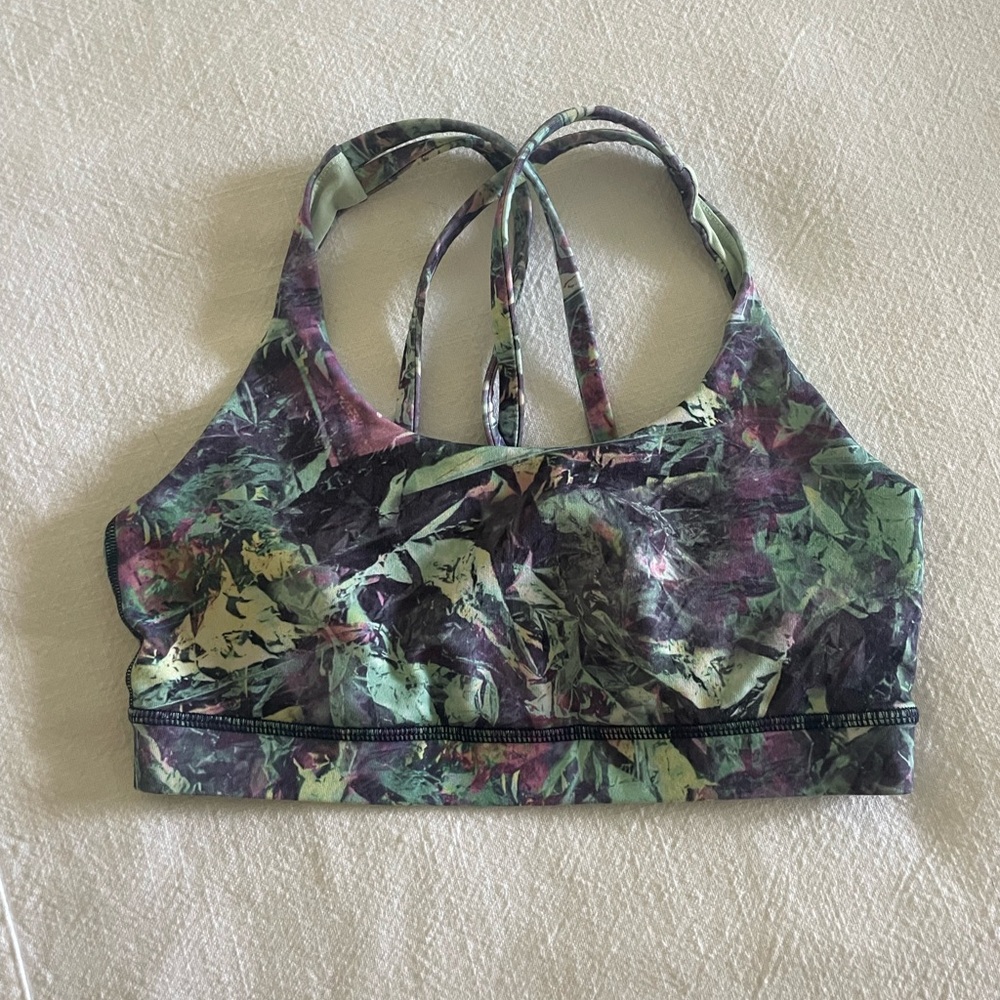 lululemon athletica sports bra teal violet crossback size 6